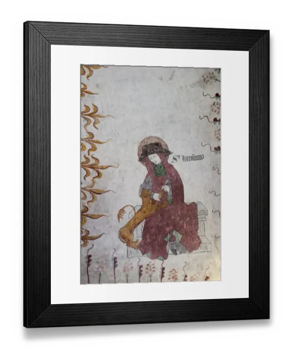 Framed Print : Painting of St. Jerome removing thorn from foot of lion, on church ceiling, Tierp, Uppsala County, Uppland, Sweden Framed Print : Painting of St. Jerome removing thorn from foot of lion, on church ceiling, Tierp, Uppsala County, Uppland, Sweden
