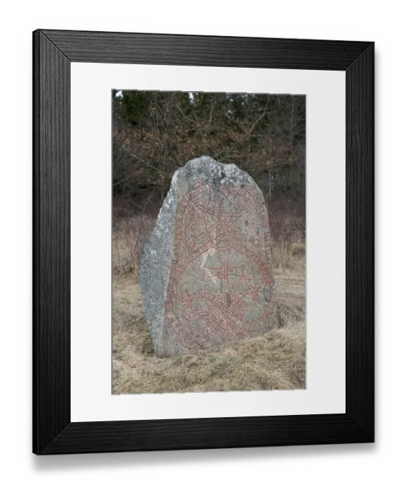 Framed Print : Rune stone, Enberga, Uppland, Sweden, april Framed Print : Rune stone, Enberga, Uppland, Sweden, april
