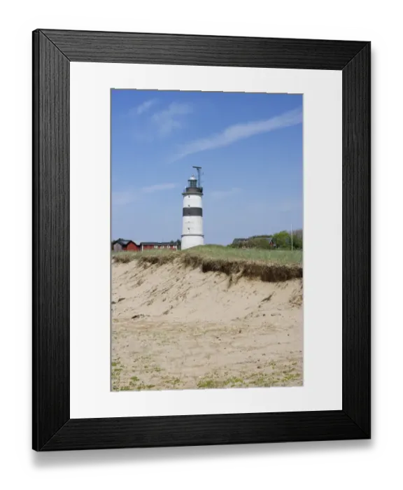 Framed Print : View of coastal sand dunes and lighthouse, Morups Tange Lighthouse, Halland County, Sweden, may Framed Print : View of coastal sand dunes and lighthouse, Morups Tange Lighthouse, Halland County, Sweden, may