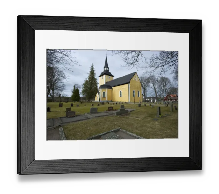 Framed Print : Eighteenth Century church and graveyard, Enkoping-Nas Kyrka, Uppland, Sweden, april Framed Print : Eighteenth Century church and graveyard, Enkoping-Nas Kyrka, Uppland, Sweden, april