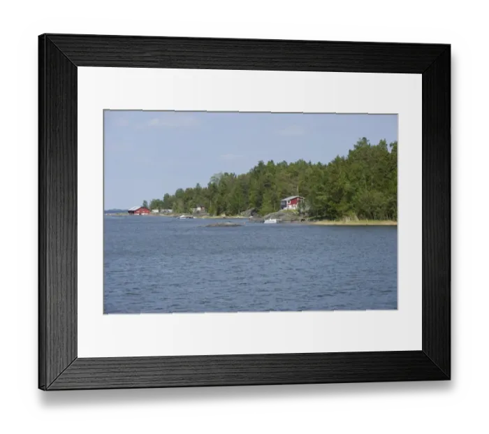 Framed Print : View of coastline with houses, Angskar, Baltic Sea, Uppland, Sweden, may Framed Print : View of coastline with houses, Angskar, Baltic Sea, Uppland, Sweden, may