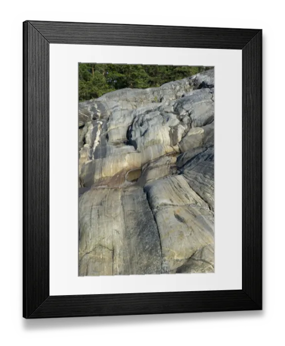 Framed Print : Pools in coastal rock formations, Kallarberget, Baltic Sea, Sweden, july