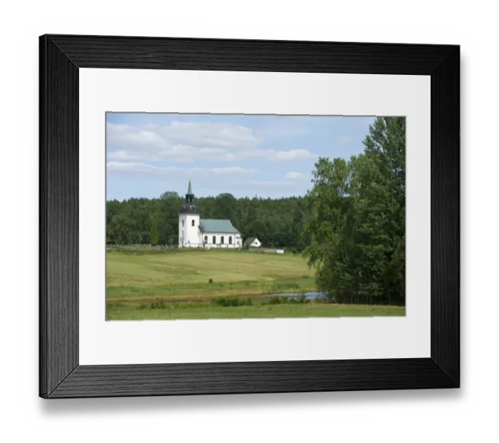 Framed Print : View of rural church, Vastervala Church, Vastmanland, Sweden, july Framed Print : View of rural church, Vastervala Church, Vastmanland, Sweden, july
