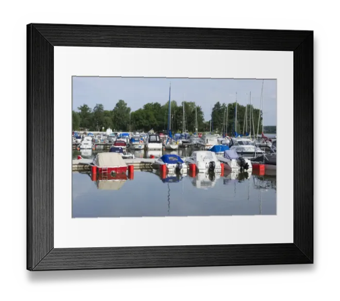Framed Print : Boats in city harbour, Strangnas, Sodermanland, Sweden, august Framed Print : Boats in city harbour, Strangnas, Sodermanland, Sweden, august