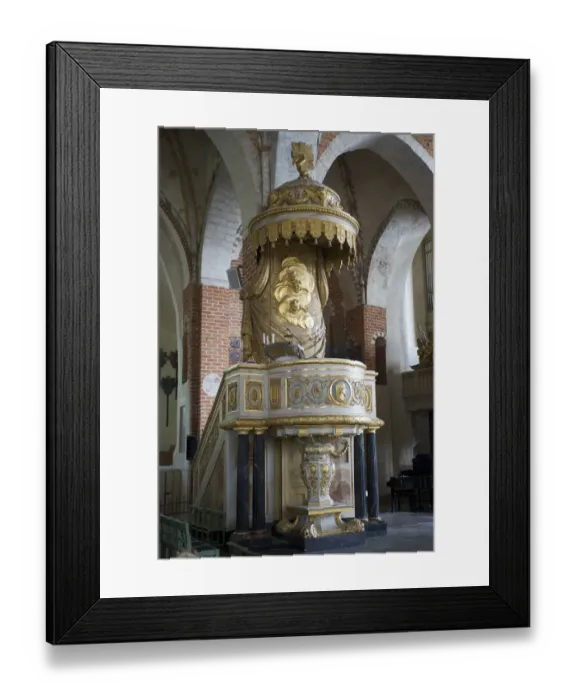 Framed Print : Ornate pulpit in cathedral, Strangnas Cathedral, Sodermanland, Sweden, august Framed Print : Ornate pulpit in cathedral, Strangnas Cathedral, Sodermanland, Sweden, august