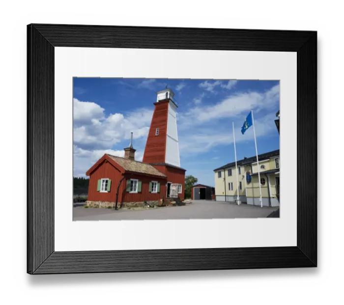 Framed Print : Wooden lighthouse in fishing village, Bonan, Gastrikland, Norrland, Baltic Sea, Sweden, august Framed Print : Wooden lighthouse in fishing village, Bonan, Gastrikland, Norrland, Baltic Sea, Sweden, august