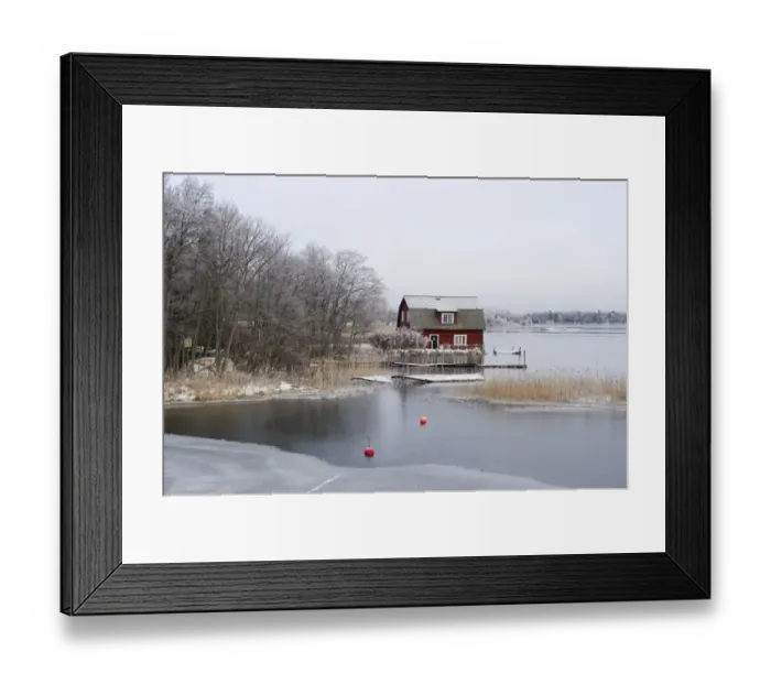 Framed Print : View of house and frozen lake, Fogdo, Lake Malaren, Sodermanland, Baltic Sea, Sweden, january Framed Print : View of house and frozen lake, Fogdo, Lake Malaren, Sodermanland, Baltic Sea, Sweden, january
