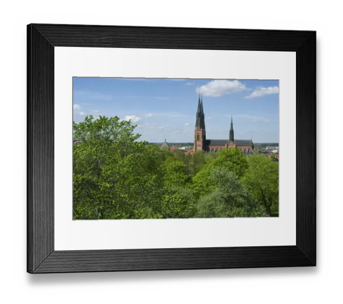 Framed Print : View over trees towards city cathedral with spires, Uppsala Cathedral, Uppsala, Uppsala County, Uppland, Sweden, may Framed Print : View over trees towards city cathedral with spires, Uppsala Cathedral, Uppsala, Uppsala County, Uppland, Sweden, may