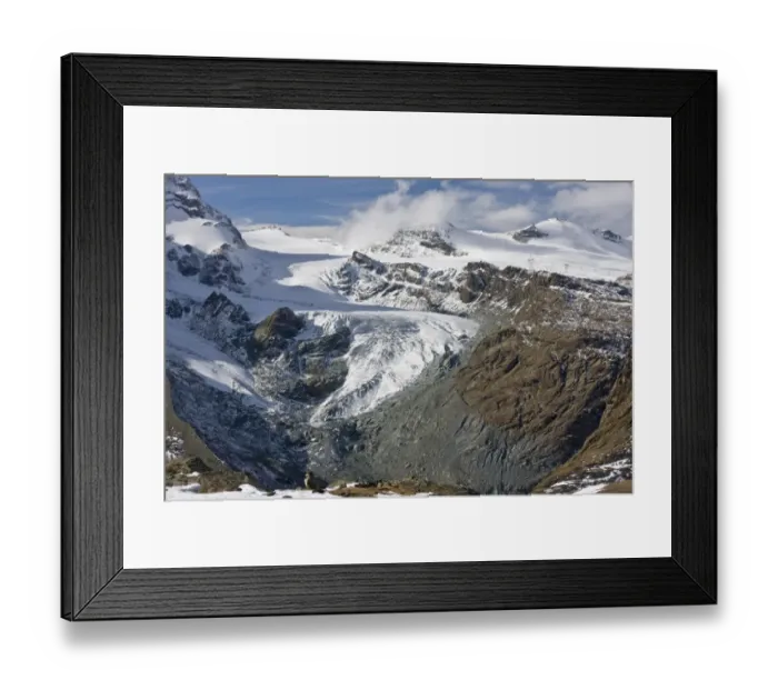 Framed Print : View of mountain valley side-glacier, Gornergletscher (Gorner Glacier), Monte Rosa Massif, Valais, Swiss Alps Framed Print : View of mountain valley side-glacier, Gornergletscher (Gorner Glacier), Monte Rosa Massif, Valais, Swiss Alps