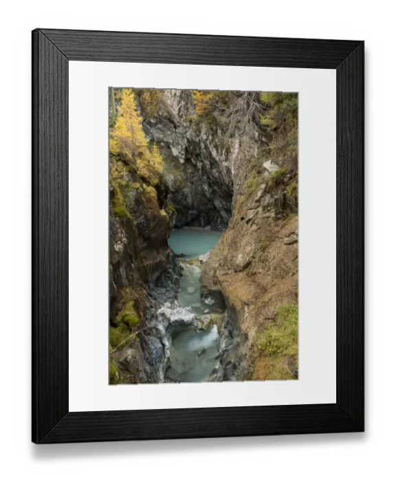 Framed Print : Narrow post ice-age gorge eroded in serpentinite by river, Gornerschlucht (Gorner Gorge), River Gorner, above Zermatt Framed Print : Narrow post ice-age gorge eroded in serpentinite by river, Gornerschlucht (Gorner Gorge), River Gorner, above Zermatt