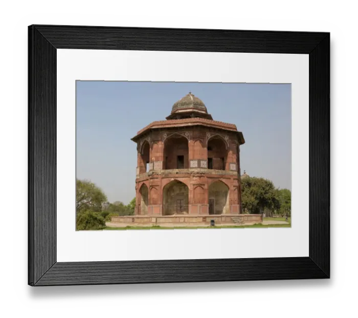 Framed Print : Red sandstone octagonal tower, Sher Mandal, Purana Qila, Delhi, India, March Framed Print : Red sandstone octagonal tower, Sher Mandal, Purana Qila, Delhi, India, March