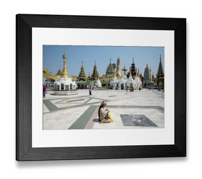 Framed Print : Woman sitting with prayer beads at Buddhist temple, Shwedagon Pagoda, Yangon, Myanmar, March Framed Print : Woman sitting with prayer beads at Buddhist temple, Shwedagon Pagoda, Yangon, Myanmar, March