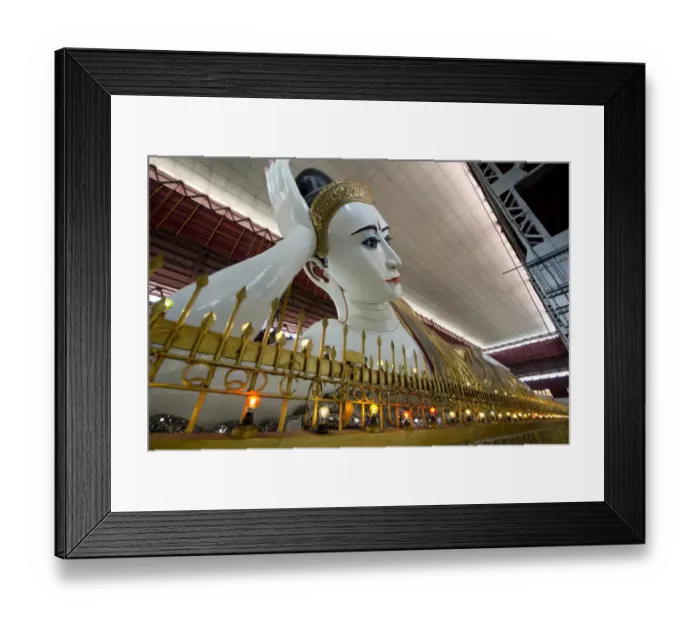 Framed Print : Reclining Buddha statue, Chaukhtatgyi Paya, Yangon, Myanmar, March Framed Print : Reclining Buddha statue, Chaukhtatgyi Paya, Yangon, Myanmar, March