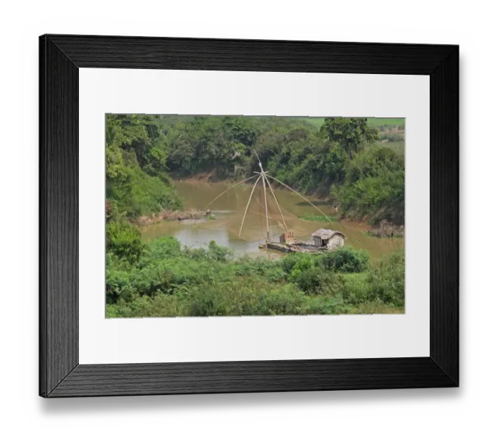 Framed Print : Fishing platform, near Mekong River, Kampong Cham, Cambodia, January