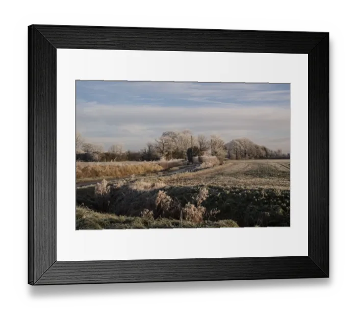 Framed Print : Hoar frost covers a Suffolk country lane Framed Print : Hoar frost covers a Suffolk country lane