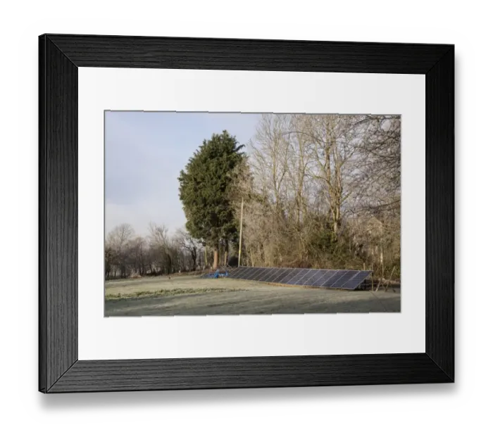 Framed Print : Ground mounted solar panels