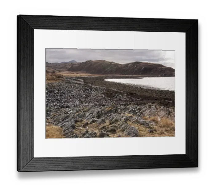 Framed Print : Low tide close to the landing stage at Loch Tarbet, the narrowest point on the Isle of Jura, Scotland Framed Print : Low tide close to the landing stage at Loch Tarbet, the narrowest point on the Isle of Jura, Scotland