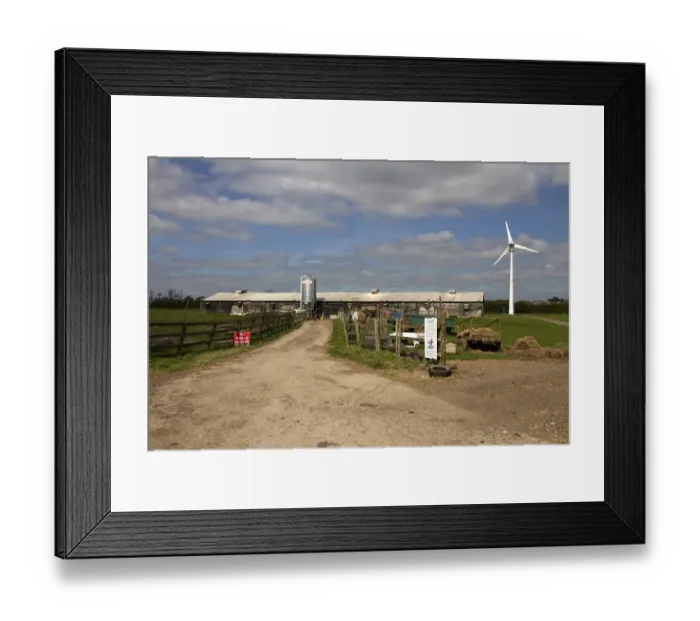Framed Print : wind turbine supplies electrical power to chicken sheds Framed Print : wind turbine supplies electrical power to chicken sheds
