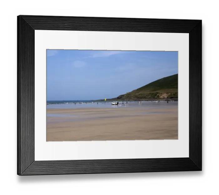 Framed Print : looking north over Saunton Sands beach at low tide. North Devon. Saunton Sand beach is a Unesco designated Biosphere Framed Print : looking north over Saunton Sands beach at low tide. North Devon. Saunton Sand beach is a Unesco designated Biosphere