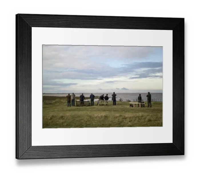 Framed Print : Birdwatchers at Snettisham North Norfolk for the autumn high tide where large numbers of wading birds gather Framed Print : Birdwatchers at Snettisham North Norfolk for the autumn high tide where large numbers of wading birds gather