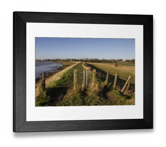 Framed Print : Metal swing gates on sea wall foot path, looking south to Orford, Suffolk Framed Print : Metal swing gates on sea wall foot path, looking south to Orford, Suffolk