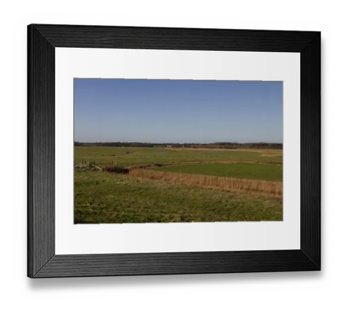 Framed Print : Looking west from the sea wall near Orford over Sudbourne Marshes - Suffolk Framed Print : Looking west from the sea wall near Orford over Sudbourne Marshes - Suffolk