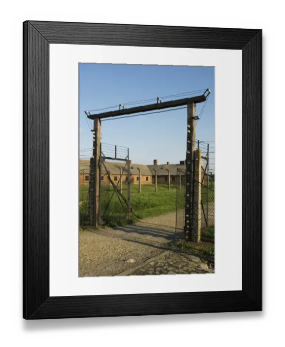 Framed Print : Gateway into concentration and extermination camp, Auschwitz Birkenau, Poland Framed Print : Gateway into concentration and extermination camp, Auschwitz Birkenau, Poland