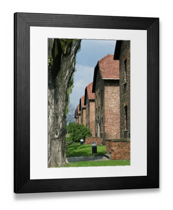 Framed Print : Prisoner housing, in concentration and extermination camp, Auschwitz, Poland Framed Print : Prisoner housing, in concentration and extermination camp, Auschwitz, Poland