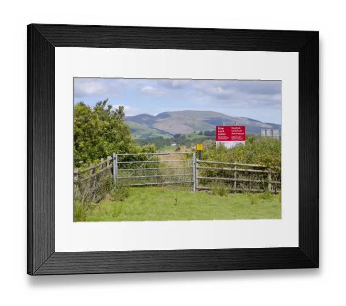 Framed Print : Stop, Look, Listen and Be Aware This Is An Acess To A Legally Protected Environment Site sign warning railworkers that Framed Print : Stop, Look, Listen and Be Aware This Is An Acess To A Legally Protected Environment Site sign warning railworkers that