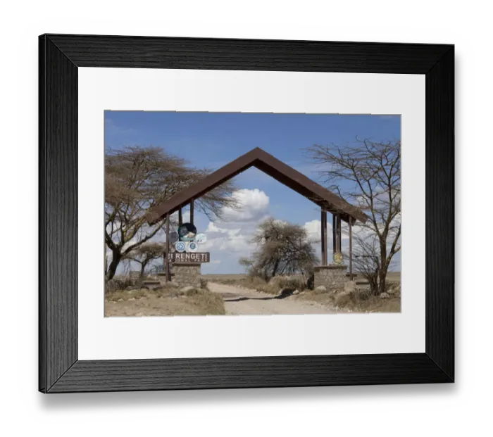 Framed Print : Entrance gate to national park, Serengeti N. P. Tanzania, December Framed Print : Entrance gate to national park, Serengeti N. P. Tanzania, December