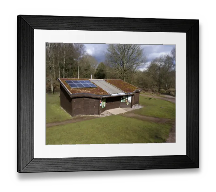 Framed Print : Reserve visitor centre with solar panels on roof, Nagshead RSPB Reserve, Forest of Dean, Gloucestershire, England Framed Print : Reserve visitor centre with solar panels on roof, Nagshead RSPB Reserve, Forest of Dean, Gloucestershire, England