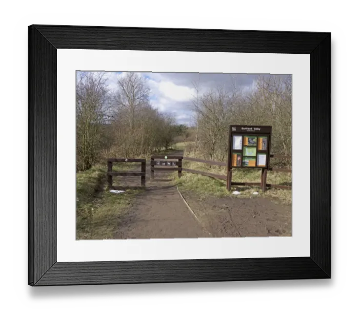 Framed Print : Reserve entrance sign and path, Sandwell Valley RSPB Reserve, West Midlands, England, April Framed Print : Reserve entrance sign and path, Sandwell Valley RSPB Reserve, West Midlands, England, April