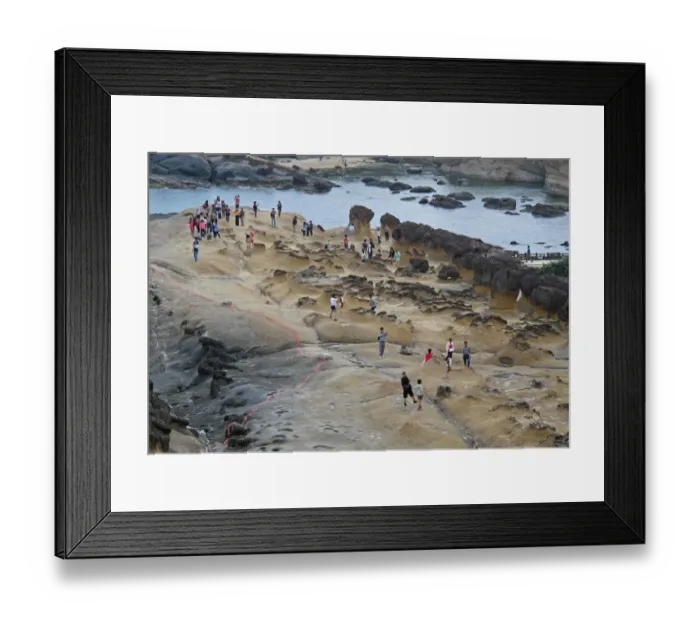 Framed Print : Ginger Rock formation on eroded coastal rocks with tourists, Yehliu Geopark, Yehliu Promontory, Taiwan, April Framed Print : Ginger Rock formation on eroded coastal rocks with tourists, Yehliu Geopark, Yehliu Promontory, Taiwan, April