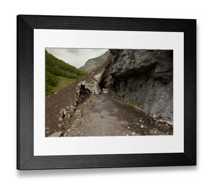 Framed Print : Mountain road blocked by snow and landslip, Val d Ossoue, near Gavarnie, French Pyrenees, Hautes-Pyrenees, France, June Framed Print : Mountain road blocked by snow and landslip, Val d Ossoue, near Gavarnie, French Pyrenees, Hautes-Pyrenees, France, June