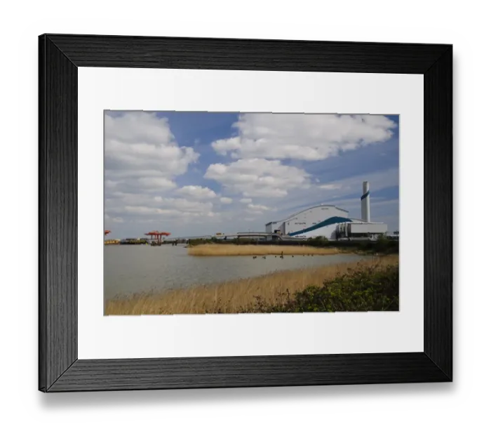 Framed Print : Belvedere energy-from-waste incinerator, Erith Marshes, River Thames, Bexley, Kent, England, April Framed Print : Belvedere energy-from-waste incinerator, Erith Marshes, River Thames, Bexley, Kent, England, April