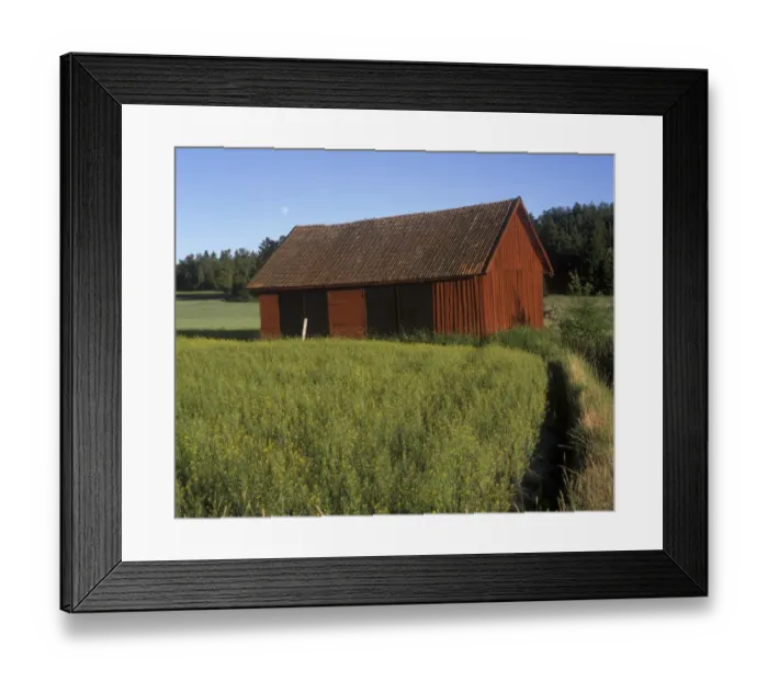 Framed Print : A barn and the moon, Sweden Framed Print : A barn and the moon, Sweden