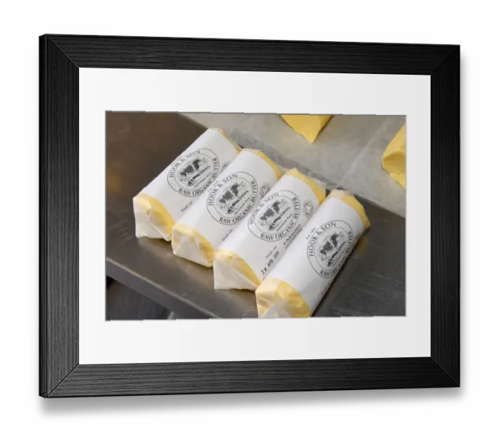 Framed Print : Organically made butter from unpasteurized milk, on organic dairy farm, Hook and Son, Longleys Farm, near Hailsham Framed Print : Organically made butter from unpasteurized milk, on organic dairy farm, Hook and Son, Longleys Farm, near Hailsham