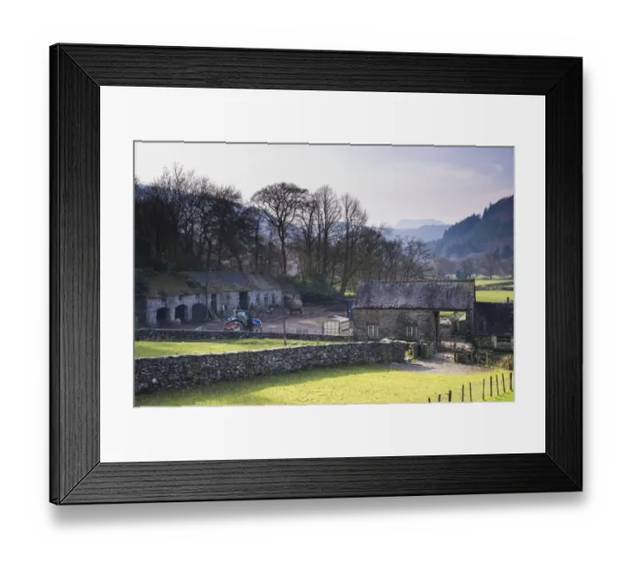 Framed Print : View of farm buildings and farmyard, Llanrwst, Conwy County Borough, Clwyd, North Wales, February Framed Print : View of farm buildings and farmyard, Llanrwst, Conwy County Borough, Clwyd, North Wales, February