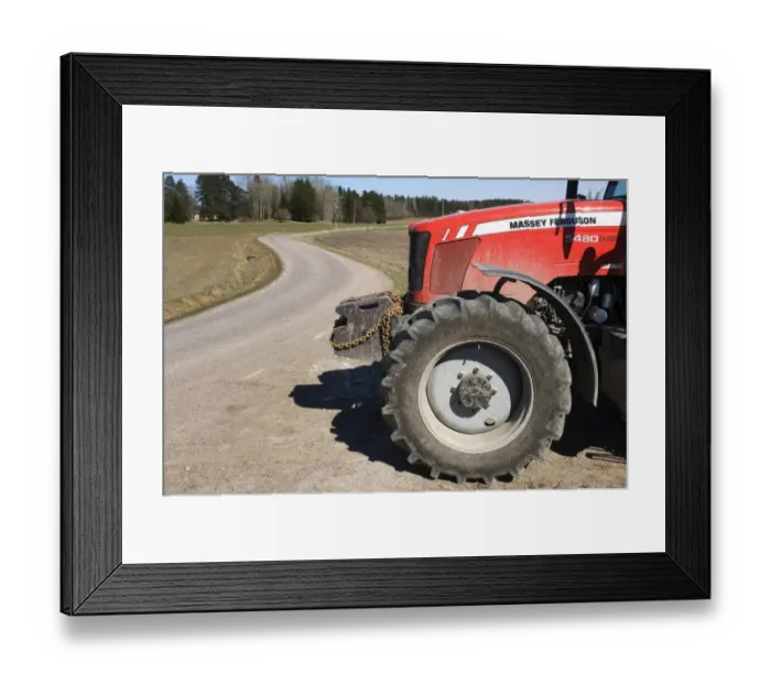 Framed Print : Massey Ferguson 5480 tractor, pulling out onto rural road, Sweden, spring Framed Print : Massey Ferguson 5480 tractor, pulling out onto rural road, Sweden, spring