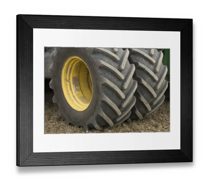 Framed Print : John Deere 8530 tractor, close-up of dual wheels and tyres, Sweden Framed Print : John Deere 8530 tractor, close-up of dual wheels and tyres, Sweden