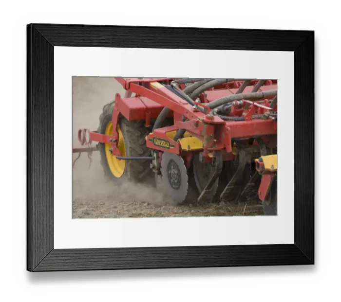 Framed Print : Close-up of Vaderstad seed drill, drilling wheat crop, Sweden, autumn Framed Print : Close-up of Vaderstad seed drill, drilling wheat crop, Sweden, autumn