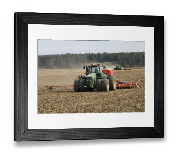 Framed Print : John Deere 8530 tractor, drilling and harrowing field, Sweden, autumn Framed Print : John Deere 8530 tractor, drilling and harrowing field, Sweden, autumn