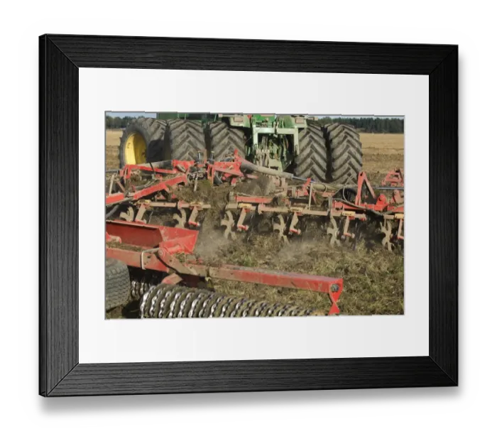 Framed Print : John Deere 9400 tractor, harrowing stubble field, Sweden