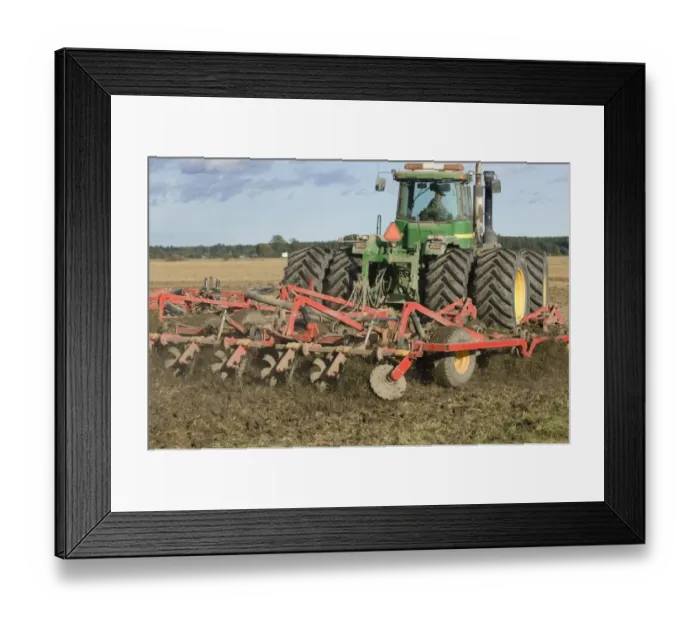 Framed Print : John Deere 9400 tractor, harrowing stubble field, Sweden Framed Print : John Deere 9400 tractor, harrowing stubble field, Sweden