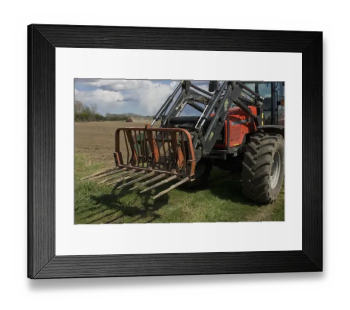 Framed Print : Massey Ferguson 6290 tractor, close-up of front loader forks, Sweden Framed Print : Massey Ferguson 6290 tractor, close-up of front loader forks, Sweden