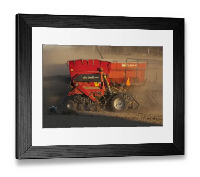 Framed Print : Tume Nova Combi 4000 seed drill, sowing seed in field, Sweden, may Framed Print : Tume Nova Combi 4000 seed drill, sowing seed in field, Sweden, may