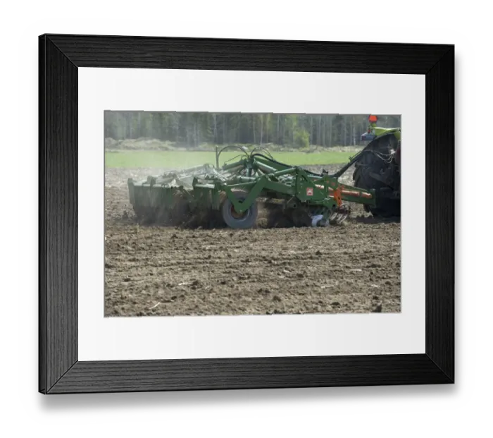 Framed Print : Amazone Catros 5501-T disc harrows, harrowing arable field, Sweden, may