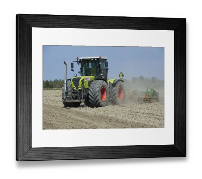 Framed Print : Cls Xerion 3300 TRAC VC tractor with Amazone Catros 5501-T disc harrows, harrowing arable field, Sweden, may Framed Print : Cls Xerion 3300 TRAC VC tractor with Amazone Catros 5501-T disc harrows, harrowing arable field, Sweden, may