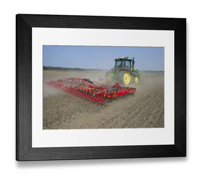 Framed Print : John Deere 8320 RT tracked tractor with Vaderstad NZA-1000 harrows, harrowing arable field, Sweden, april Framed Print : John Deere 8320 RT tracked tractor with Vaderstad NZA-1000 harrows, harrowing arable field, Sweden, april