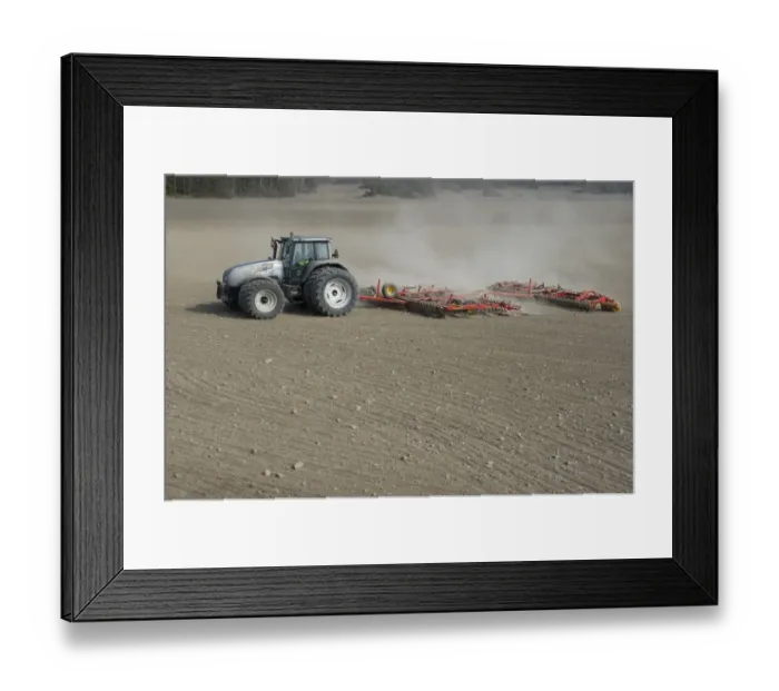 Framed Print : Valtra tractor with Vaderstad NZA-800 and Vaderstad RS-820 harrows and rollers, cultivating arable field, Sweden, april Framed Print : Valtra tractor with Vaderstad NZA-800 and Vaderstad RS-820 harrows and rollers, cultivating arable field, Sweden, april